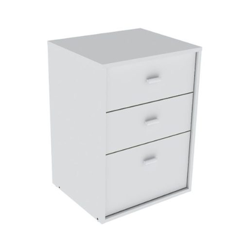 Mesa De Luz 3 Cajones Linea Benethon Color Blanco Mosconi